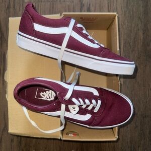 Vans Canvas Burgundy and White Shoes